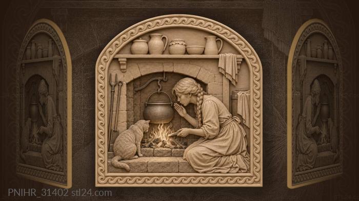 Hearth warmth cozy domestic scene 3d STL model