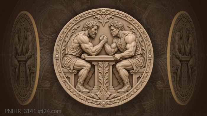 Strong men epic arm wrestling contest 3d STL model