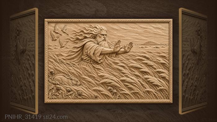 Stribog flattens steppe grass with wind 3d STL model