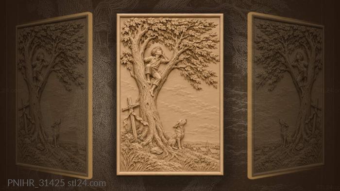 Boy in windswept ancient tree 3d STL model