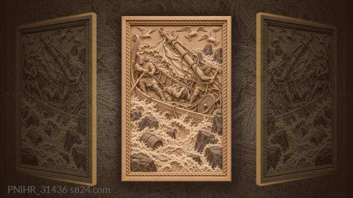 Storm breaks boat on river 3d STL model