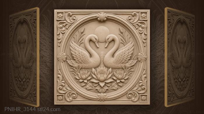 Swans embracing under the moon 3d STL model