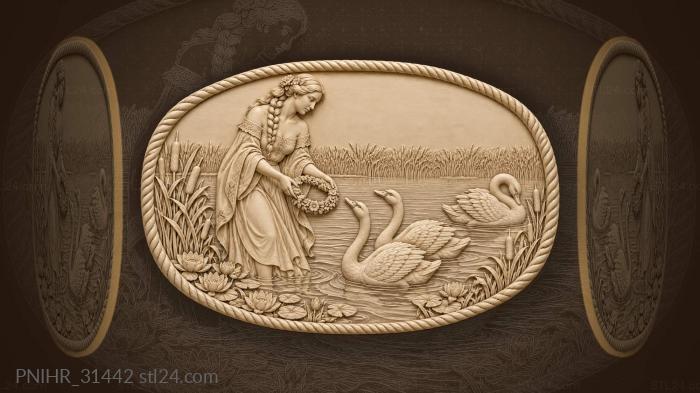 Lada lifting a ring above swans 3d STL model