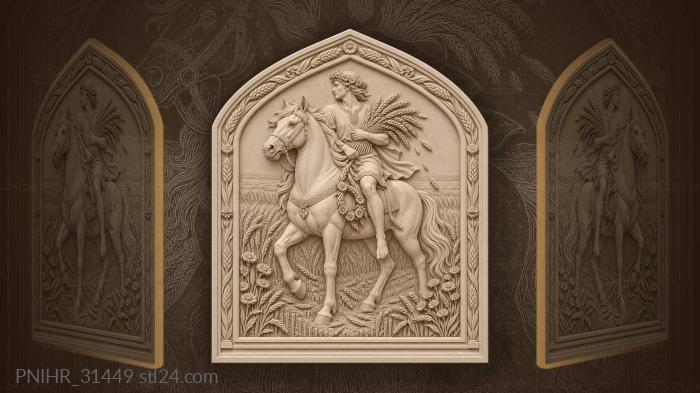 White horse carries yarilo through wheat 3d STL model