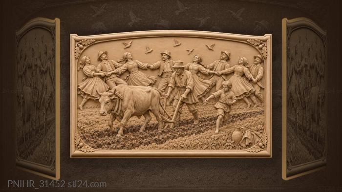 Villagers dance as the ox ploughs 3d STL model