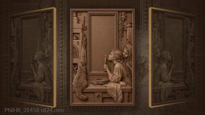Two girls seek omens by candlelight 3d STL model