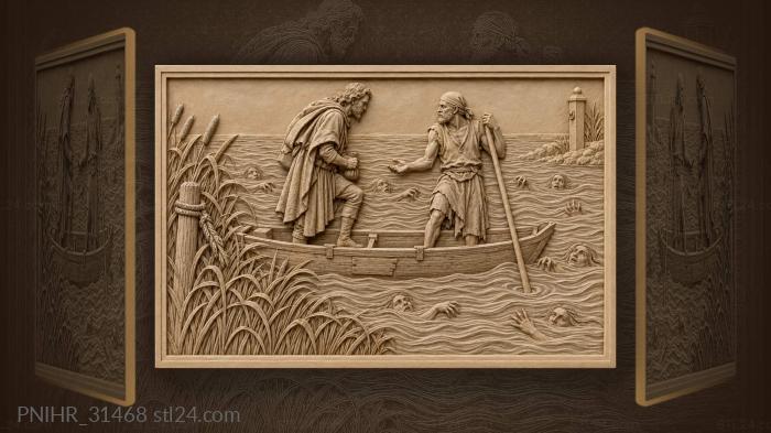 Ferryman awaits payment as passenger boards 3d STL model
