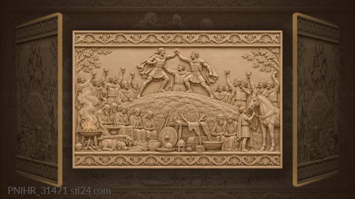 Warriors start brawling at funeral feast 3d STL model