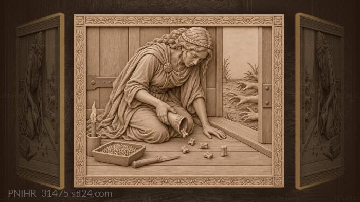 Fortune teller with scattered knucklebones 3d STL model