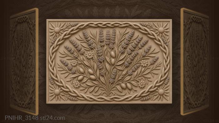 Lavender olive branches daisy blossoms 3d STL model