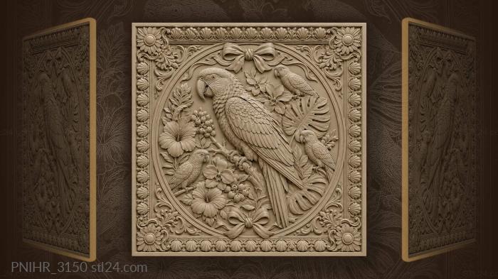 Tropical parrots and lush foliage 3d STL model