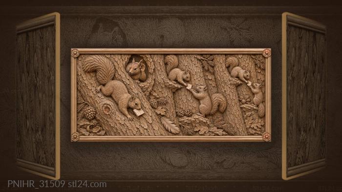 Courier squirrel races downward with birch mail 3d STL model