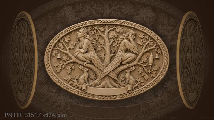 Singing bird women with hares 3d STL model