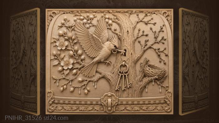 Bird with key unlocks spring 3d STL model