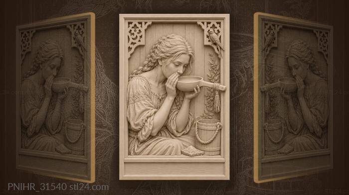 Woman whispering to water surface 3d STL model