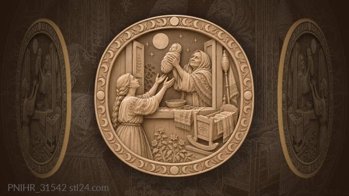 Healer lifts newborn toward the moon 3d STL model