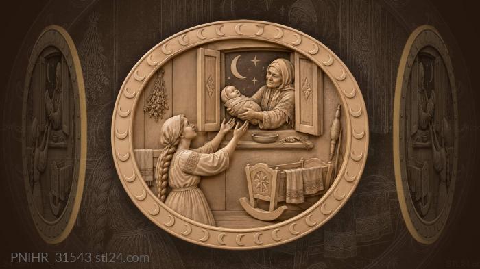 Mother receives child after moonlit blessing 3d STL model