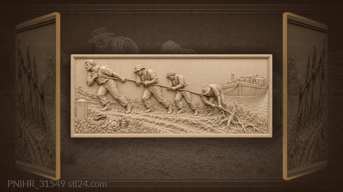 Haulers strain while the barge follows 3d STL model