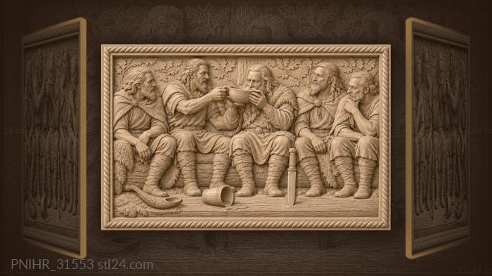 Elders pass honey drink around the circle 3d STL model