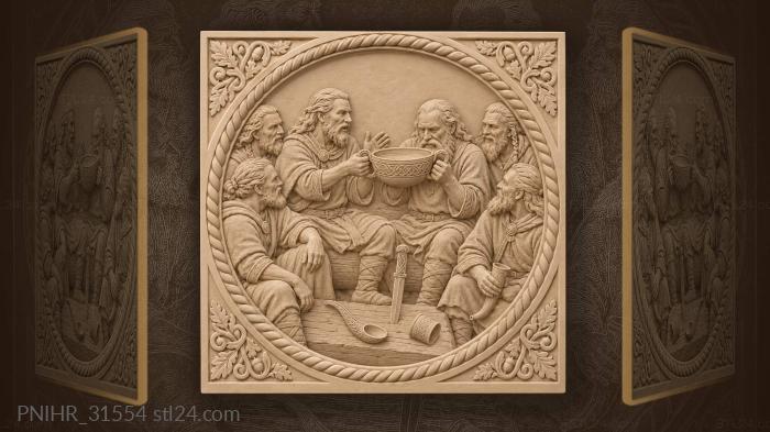 Bearded guest raises the shared honey bowl 3d STL model