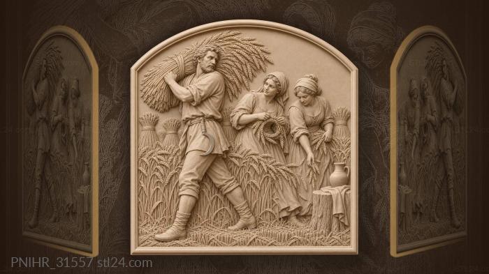 Harvest reaper with golden rye 3d STL model