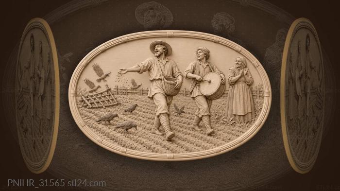 Sower drummer field song harvest 3d STL model