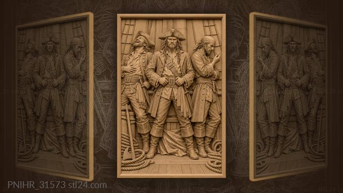 Three captains quarrel on the quarterdeck 3d STL model