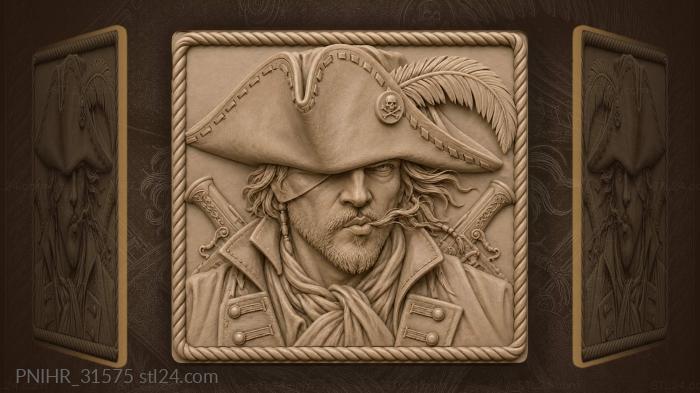 Pirate under tricorn hat gaze 3d STL model