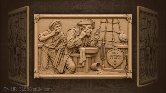Young sailor mimicking the grimace behind him 3d STL model