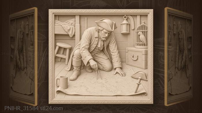 Mug and dagger pinning the chart corners 3d STL model