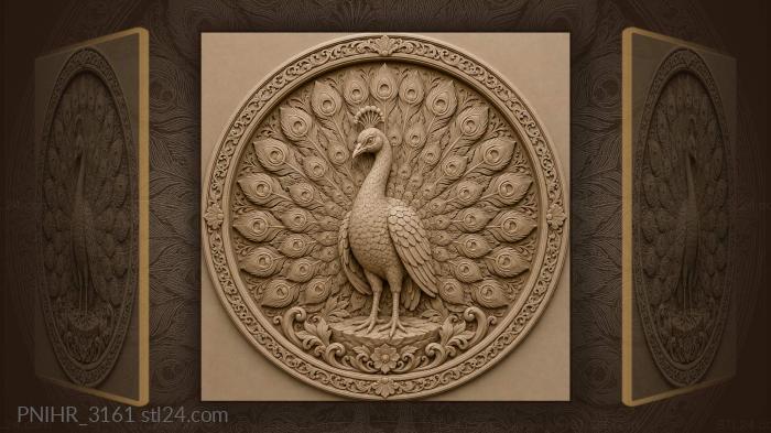 Majestic peacock with vibrant plumage 3d STL model