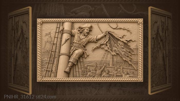 Pirate tears enemy flag from mast 3d STL model
