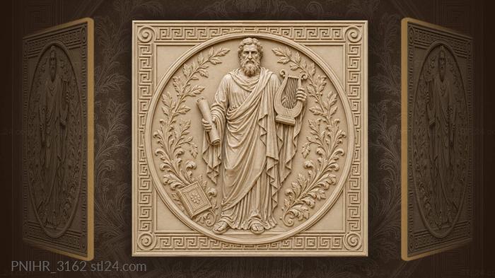 Lyre in one hand scroll in the other 3d STL model