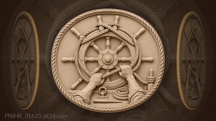 Sailor cinches hawser across wooden spokes 3d STL model