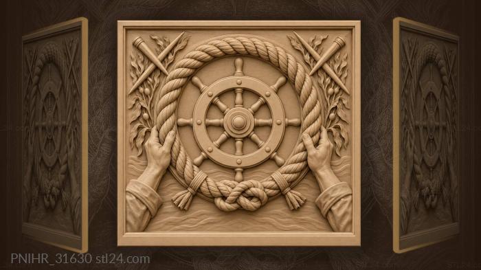 Crewman steadies rope wreath over the wheel 3d STL model