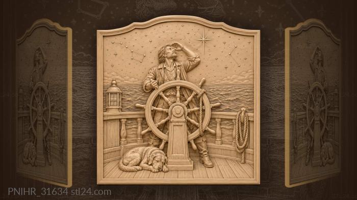 Sleeping dog by the wheel under stars 3d STL model