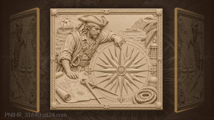 Pirate compass nautical star navigation 3d STL model