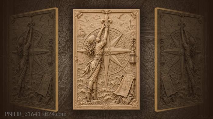 Pirate girl realigns the tilted fleur-de-lis 3d STL model