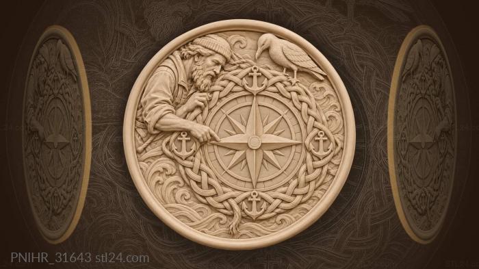 Mariner’s compass with braided border 3d STL model