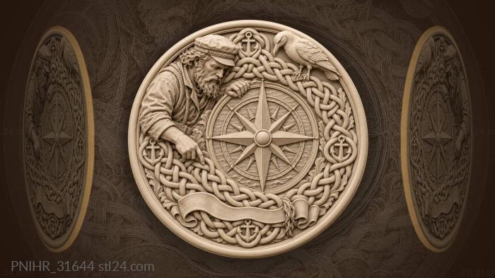 Mariner’s compass with interlace border 3d STL model