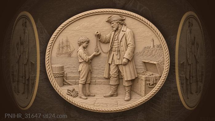 Compass on a chain passed to a boy 3d STL model