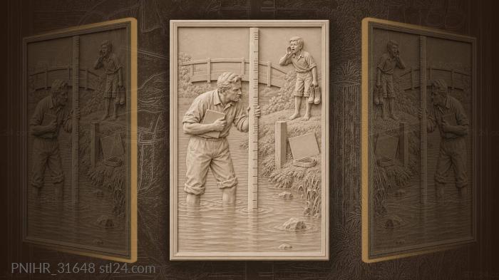 Gauger checks the water mark beside boots 3d STL model