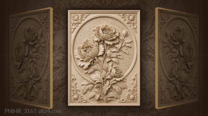 Dark velvet blooms spilling over the edge 3d STL model