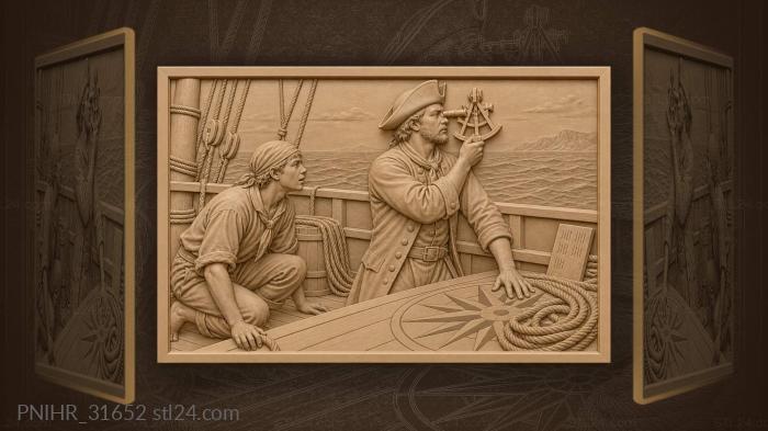 Compass rose cut into the deck planks 3d STL model