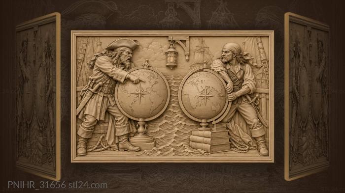 Pirates, compass roses, world dispute 3d STL model