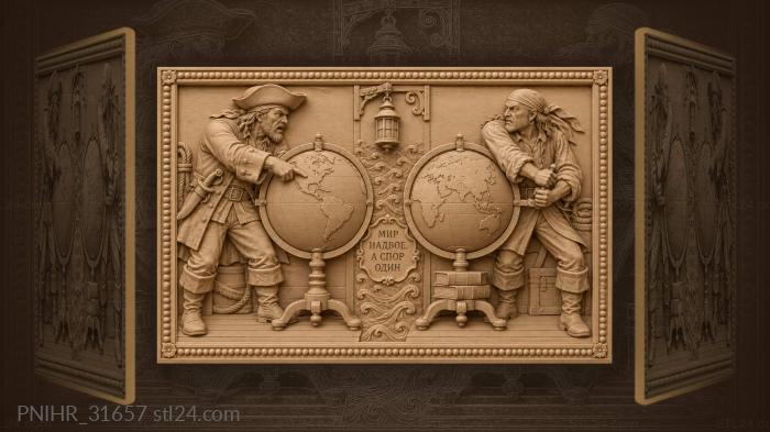 Pirates map dispute world halves 3d STL model