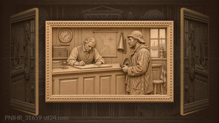 Canal office accounting and waiting bargeman 3d STL model