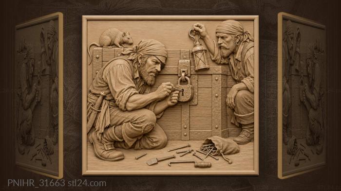 Picking pirate tests a makeshift lockpick 3d STL model