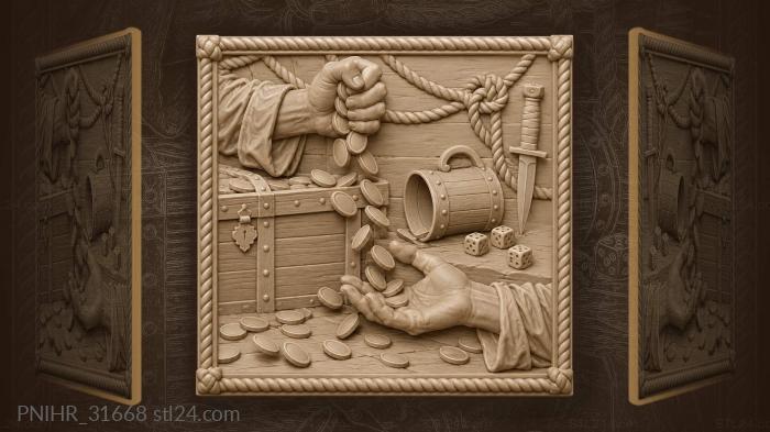 Fingers snatch doubloons beneath the chest 3d STL model