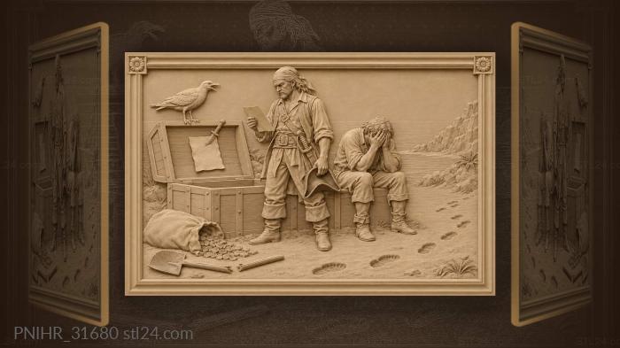 Pirate reads a note inside 3d STL model